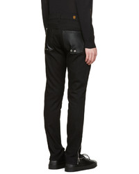 Мужские черные кожаные джинсы от Alexander McQueen