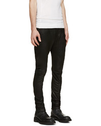 Мужские черные кожаные джинсы от Julius