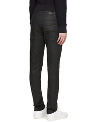 Мужские черные кожаные джинсы от Nudie Jeans