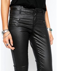 Женские черные кожаные джинсы от Noisy May