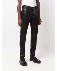 Мужские черные кожаные джинсы от Philipp Plein