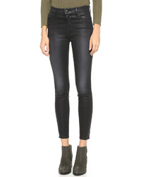 Женские черные кожаные джинсы от J Brand