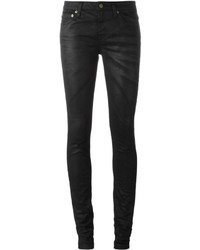 Женские черные кожаные джинсы от Saint Laurent