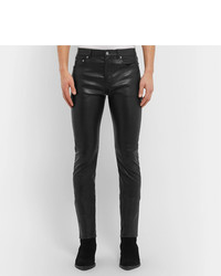 Мужские черные кожаные джинсы от Saint Laurent