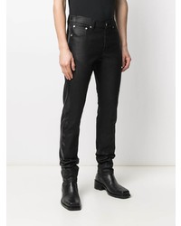 Мужские черные кожаные джинсы от Alexander McQueen