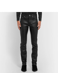 Мужские черные кожаные джинсы от Saint Laurent