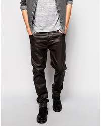 Мужские черные кожаные джинсы от True Religion