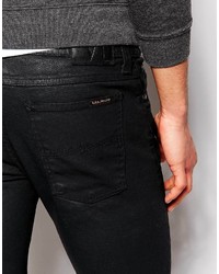 Мужские черные кожаные джинсы от Nudie Jeans