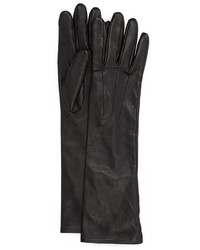 Черные кожаные длинные перчатки
