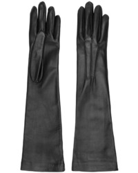 Черные кожаные длинные перчатки от Jil Sander