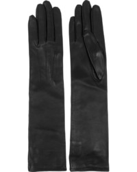 Черные кожаные длинные перчатки от Lanvin