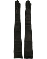 Черные кожаные длинные перчатки от Maison Margiela