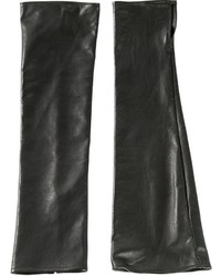 Черные кожаные длинные перчатки