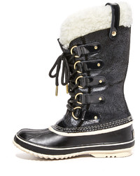 Женские черные кожаные зимние ботинки от Sorel