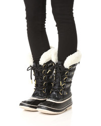 Женские черные кожаные зимние ботинки от Sorel