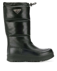 Женские черные кожаные зимние ботинки от Prada