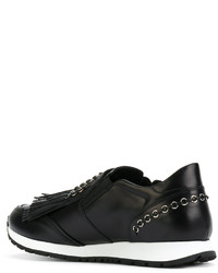 Женские черные кожаные кеды c бахромой от Tod's