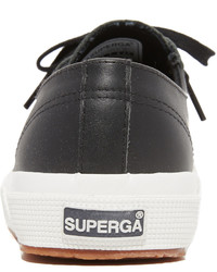 Женские черные кожаные кеды от Superga