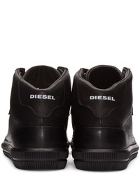Мужские черные кожаные кеды от Diesel