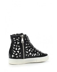 Женские черные кожаные кеды от Flyfor