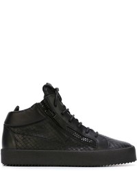 Мужские черные кожаные кеды от Giuseppe Zanotti Design