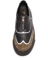 Женские черные кожаные кеды от Giuseppe Zanotti