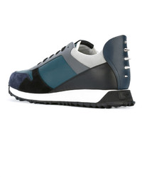 Мужские черные кожаные кеды от Fendi