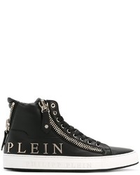 Мужские черные кожаные кеды от Philipp Plein