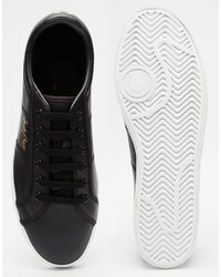Мужские черные кожаные кеды от Fred Perry
