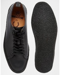 Мужские черные кожаные кеды от Fred Perry