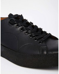 Мужские черные кожаные кеды от Fred Perry