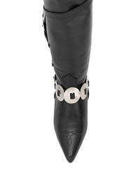 Женские черные кожаные ковбойские сапоги с украшением от Toga Pulla