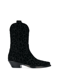 Женские черные кожаные ковбойские сапоги от Dolce & Gabbana