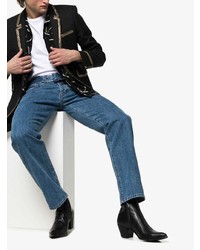 Мужские черные кожаные ковбойские сапоги от Saint Laurent