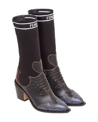 Женские черные кожаные ковбойские сапоги от Fendi