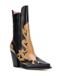 Женские черные кожаные ковбойские сапоги от Alberta Ferretti