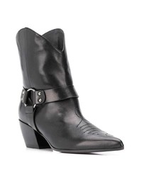 Женские черные кожаные ковбойские сапоги от Deimille