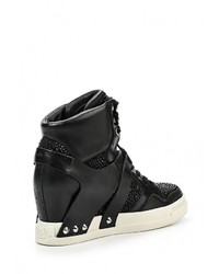 Черные кожаные кроссовки на танкетке от Ash