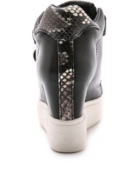 Черные кожаные кроссовки на танкетке от Ash