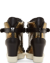 Черные кожаные кроссовки на танкетке от Giuseppe Zanotti