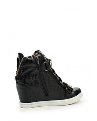 Черные кожаные кроссовки на танкетке от Burlesque