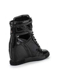 Черные кожаные кроссовки на танкетке от Casadei