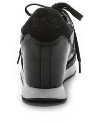 Черные кожаные кроссовки на танкетке от Ash