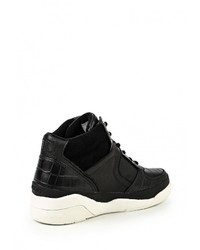 Черные кожаные кроссовки на танкетке от DKNY Active