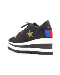 Черные кожаные кроссовки на танкетке от Stella McCartney