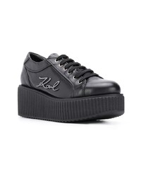Черные кожаные кроссовки на танкетке от Karl Lagerfeld