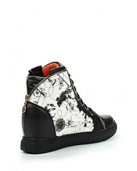 Черные кожаные кроссовки на танкетке от Via Giulia