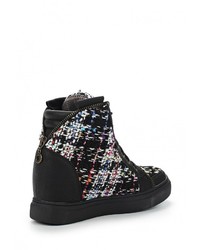 Черные кожаные кроссовки на танкетке от Via Giulia