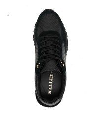 Мужские черные кожаные кроссовки с камуфляжным принтом от Mallet