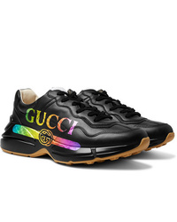Мужские черные кожаные кроссовки от Gucci